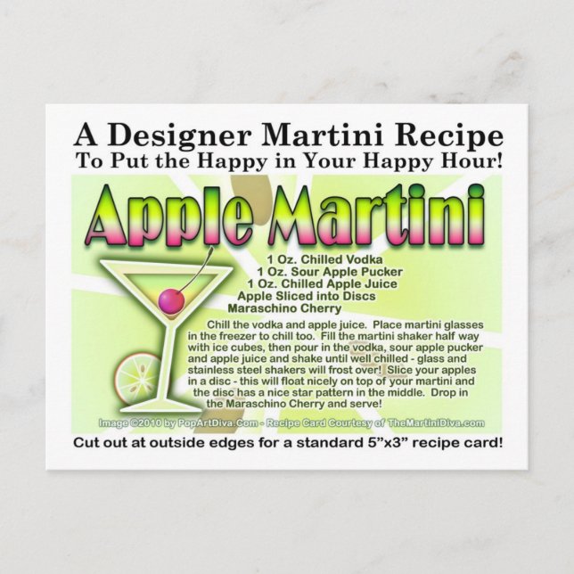Apple Martini (Appletini) Rezept Postkarte (Vorderseite)