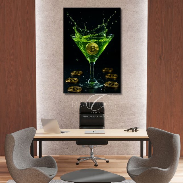 Apple Martini Glas mit schwimmender Bitcoin Art Poster (Von Creator hochgeladen)