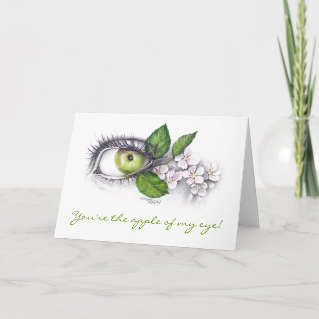 Apple meines Auges zeichnen Kunst Grußkarte an Karte (Vorderseite)