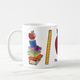 Apple mit Buch-Stapel addieren Namen Kaffeetasse