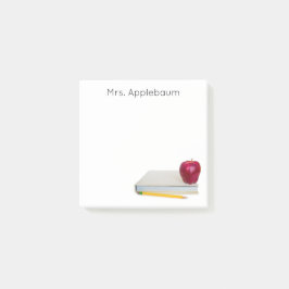 Apple mit Buch-und Bleistift-Lehrer nennen 3 x 3 Post-it Klebezettel