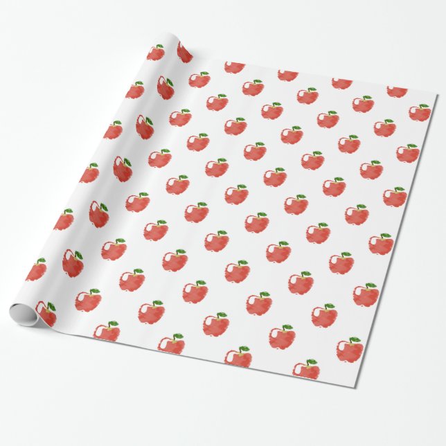 Apple-Muster für Wasserfarben Geschenkpapier (Ungerollt)