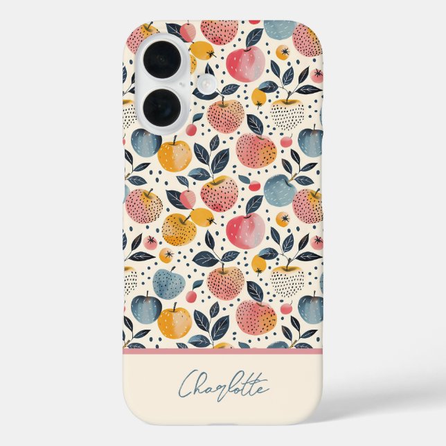 Apple Muster mit individuelle Name Case-Mate iPhone Hülle (Rückseite)