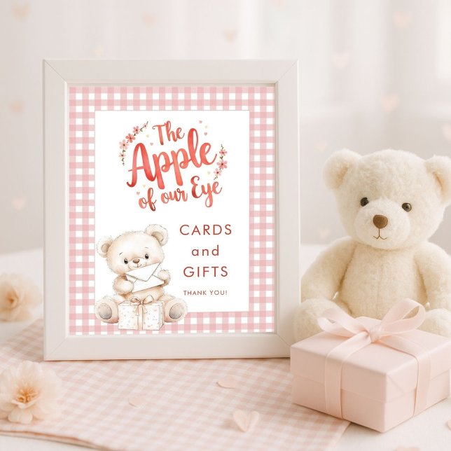 Apple of Eye Gingham Baby Shower Cards und Geschen Poster (Von Creator hochgeladen)