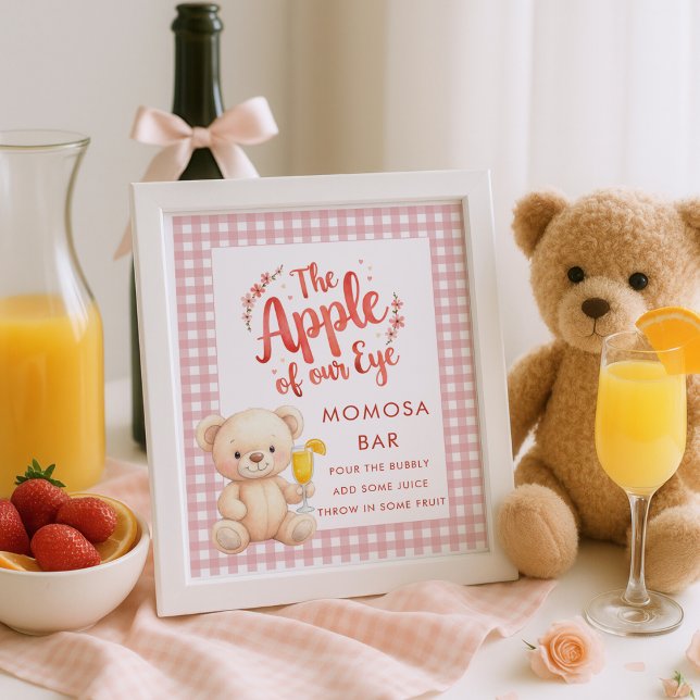 Apple of Eye Gingham Momosa Bar Sign Baby Dusche Poster (Von Creator hochgeladen)