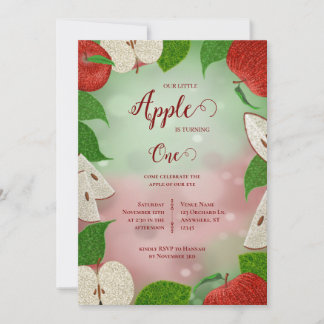 Apple of My Eye First Birthday Invitation Feiertagskarte