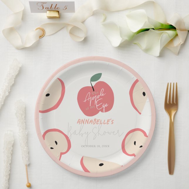 Apple of my Eye Pink Girl Baby Shower Pappteller (Hochzeit)