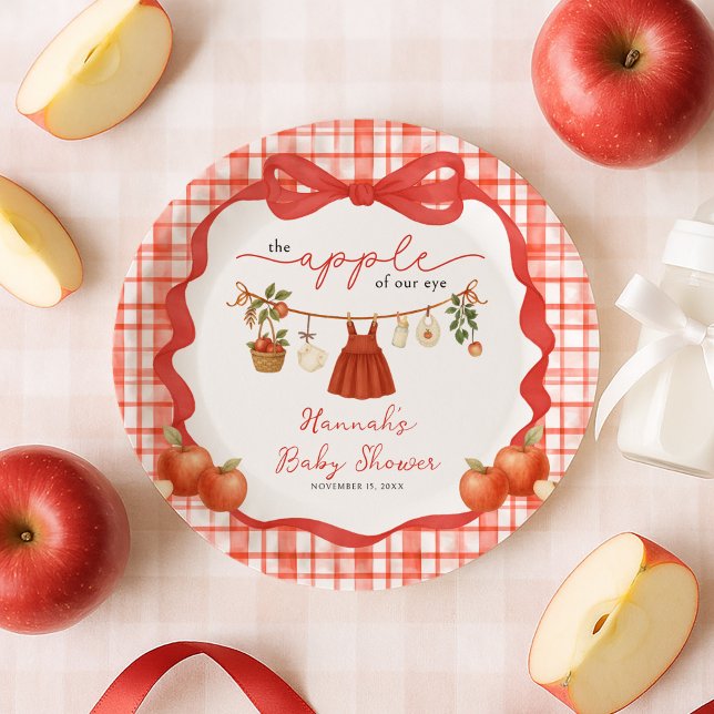 Apple of Our Eye Girl Clothesline Baby Shower Pappteller (Von Creator hochgeladen)