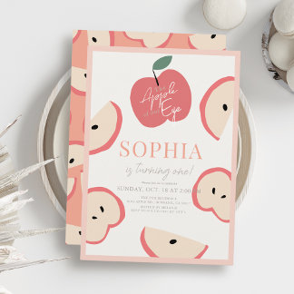 Apple of our Eye Pink Girl 1st Birthday Einladung