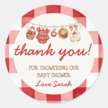 Apple of Our Eye Rot Gingham Baby Shower Aufkleber