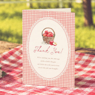 Apple Of Our Eye Rot Gingham Babyparty Dankeskarte
