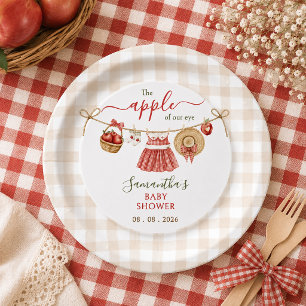 Apple Of Our Eye Wäscheleine Gingham Baby Shower Pappteller