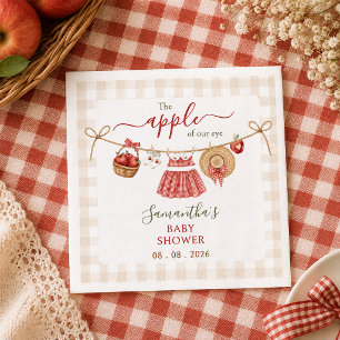 Apple Of Our Eye Wäscheleine Gingham Baby Shower Serviette