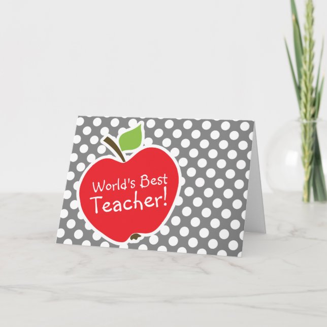 Apple on Dark Gray Polka Dots Karte (Vorderseite)