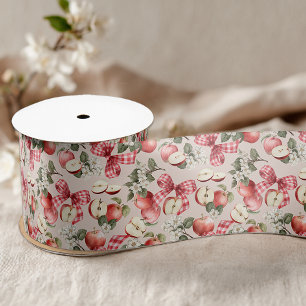 Apple Orchard Gingham Bow Ribbon Satinband