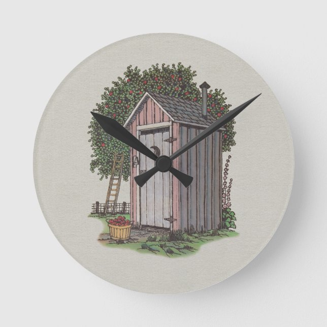 Apple Orchard Outhouse Runde Wanduhr (Vorderseite)