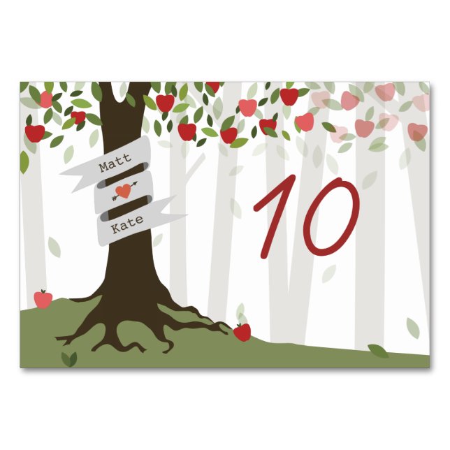 Apple Orchard Wedding Tischnummer Card (Rückseite)