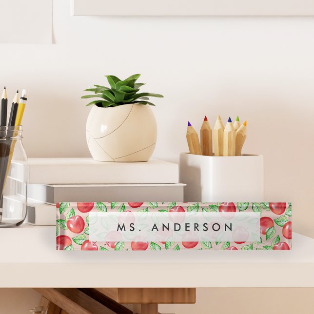 Apple Pattern Personalisiert Teacher Namensplakette (Von Creator hochgeladen)