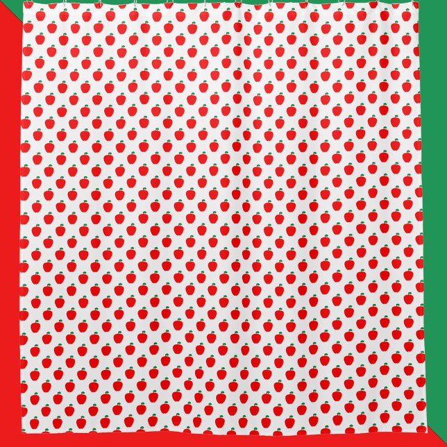 Apple Pattern Red Fruit Duschvorhang (A shower curtain with a pattern of red apples.)