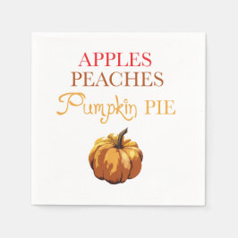 Apple Peaches Pumpkin Pie Autumn Napkin Serviette