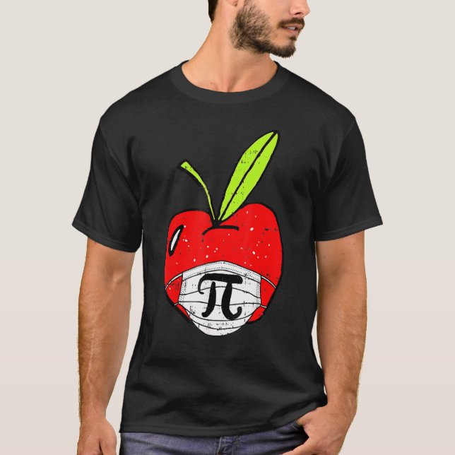 Apple Pi Day Niedliche Gesichtsmaske Lehrer Studen T-Shirt (Vorderseite)