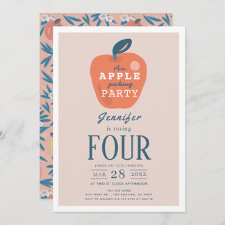 Apple Picking Girl Pink Geburtstag Einladung
