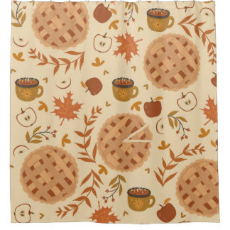 Apple Pie Herbst: Vintage Grafik Duschvorhang