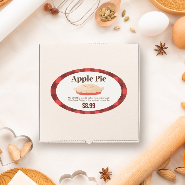 Apple Pie Label für Bäckereiboxen Ovaler Aufkleber (Von Creator hochgeladen)