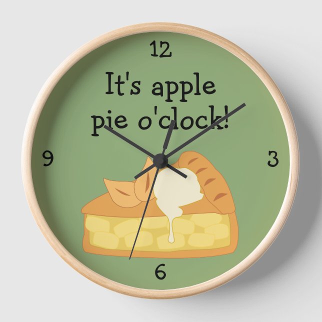 Apple Pie O'Clock Spaß Food Grafik Große Uhr (Vorderseite)