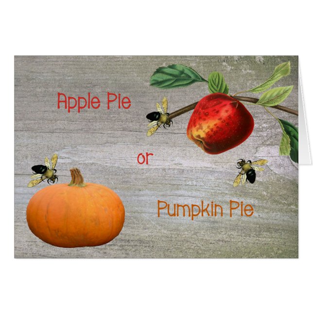 Apple Pie oder Pumpkin Pie Erntedank Card (Vorderseite (Horizontal))