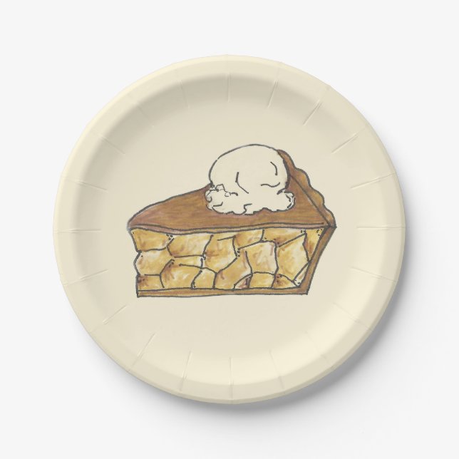 Apple Pie Slice Ice Creme Ein Dessertstück Pappteller (Vorderseite)