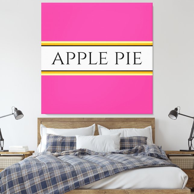 APPLE PIE Spaß Hellrosa Gelbe Streifen Leinwanddruck (Insitu (Schlafzimmer))