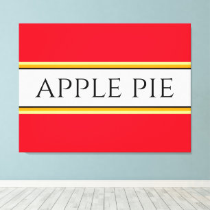 APPLE PIE Süß Helles Rot Weiß Gelb Streifen Leinwanddruck