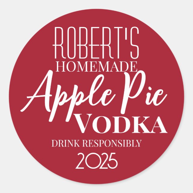 Apple Pie Vodka Personalisiert Runder Aufkleber (Vorderseite)