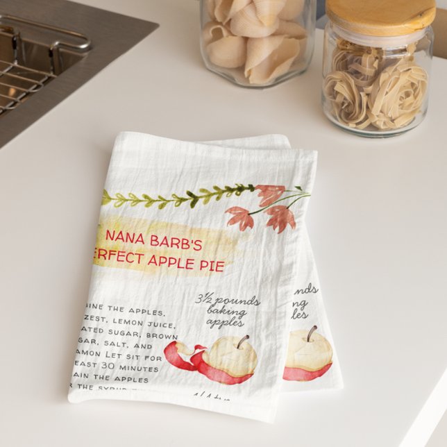 Apple Pie Wasserfarbe Rezept Heirloom Tea Handtüch Geschirrtuch (Von Creator hochgeladen)
