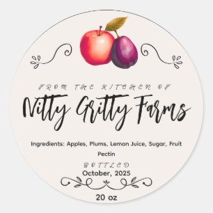 Apple Plum Jam Jelly bewahren kundenspezifisches C Runder Aufkleber