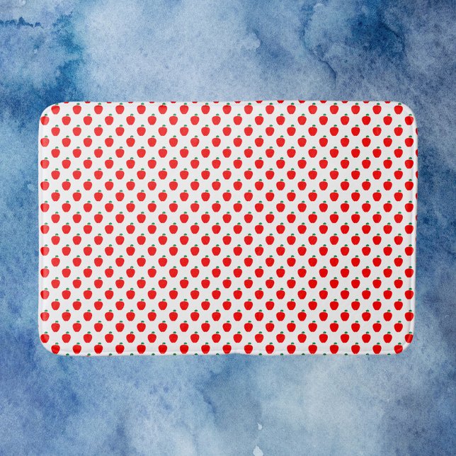 Apple Red Fruit Pattern Badematte (A bath mat with a red apple pattern)
