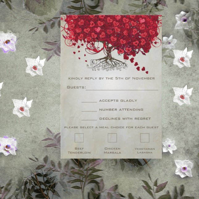 Apple Red Heart Leaf Wedding RSVP (Von Creator hochgeladen)
