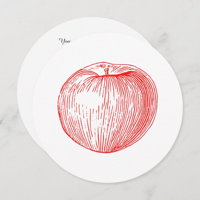 Apple Red Letterpress Apple Einladung (Vorne/Hinten)