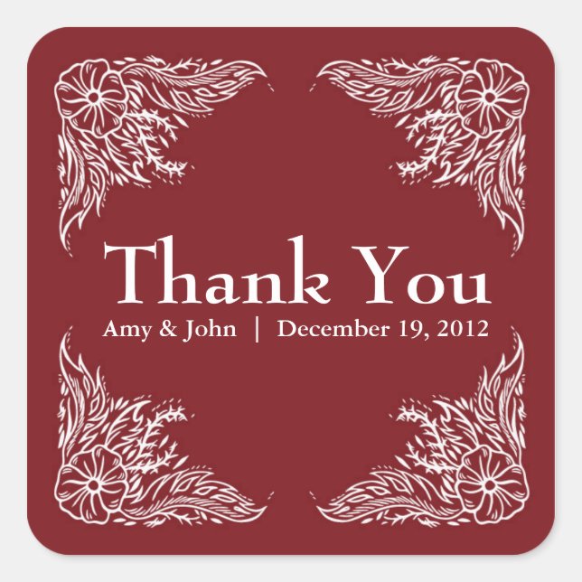 Apple Red & White Wedding Vielen Dank Sticker (Vorderseite)