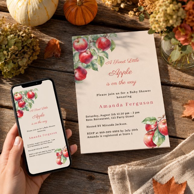 Apple rotes Gingham Mädchen Baby Shower Einladung (Von Creator hochgeladen)