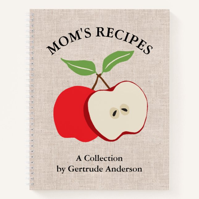 Apple Rustic Imitate Burlap Mama Rezept Cookbook Notizbuch (Vorderseite)