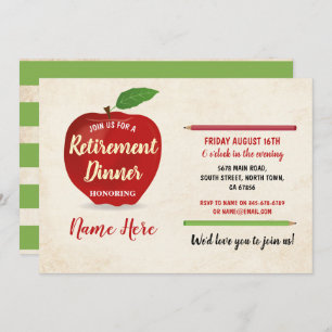 Apple Rustic Party Red Teacher Cream Einladung