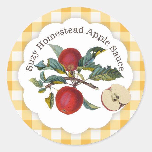 Apple Sauce Classic Gingham Runder Aufkleber (Vorderseite)