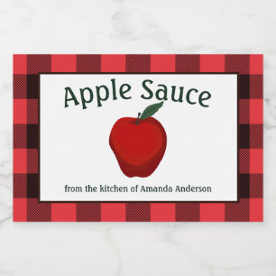 Apple Sauce Konservierung Kariertes H-Lebensmittel Lebensmitteletikett