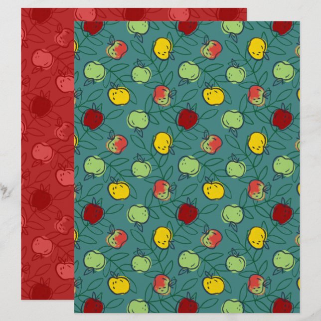 Apple Scrapbook Paper (Vorne/Hinten)