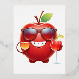 Apple Spaß fröhliche Urlaub Tropischen Drink Party Folien Feiertagspostkarte