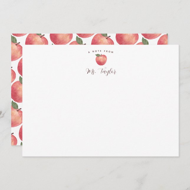 Apple Stationary Teacher Name Mitteilungskarte (Vorne/Hinten)
