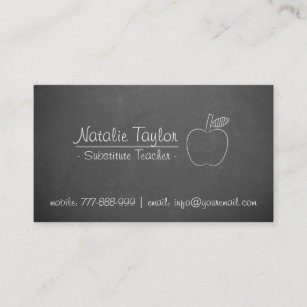 Apple Stellvertretender Lehrer Tutor Graue Tafel Visitenkarte