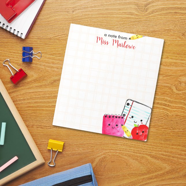 Apple Stift Papier für Lehrer Wertschätzung geprüf Notizblock (Teacher Appreciation Apple Pencil Paper Checkered Personalized Notepad)